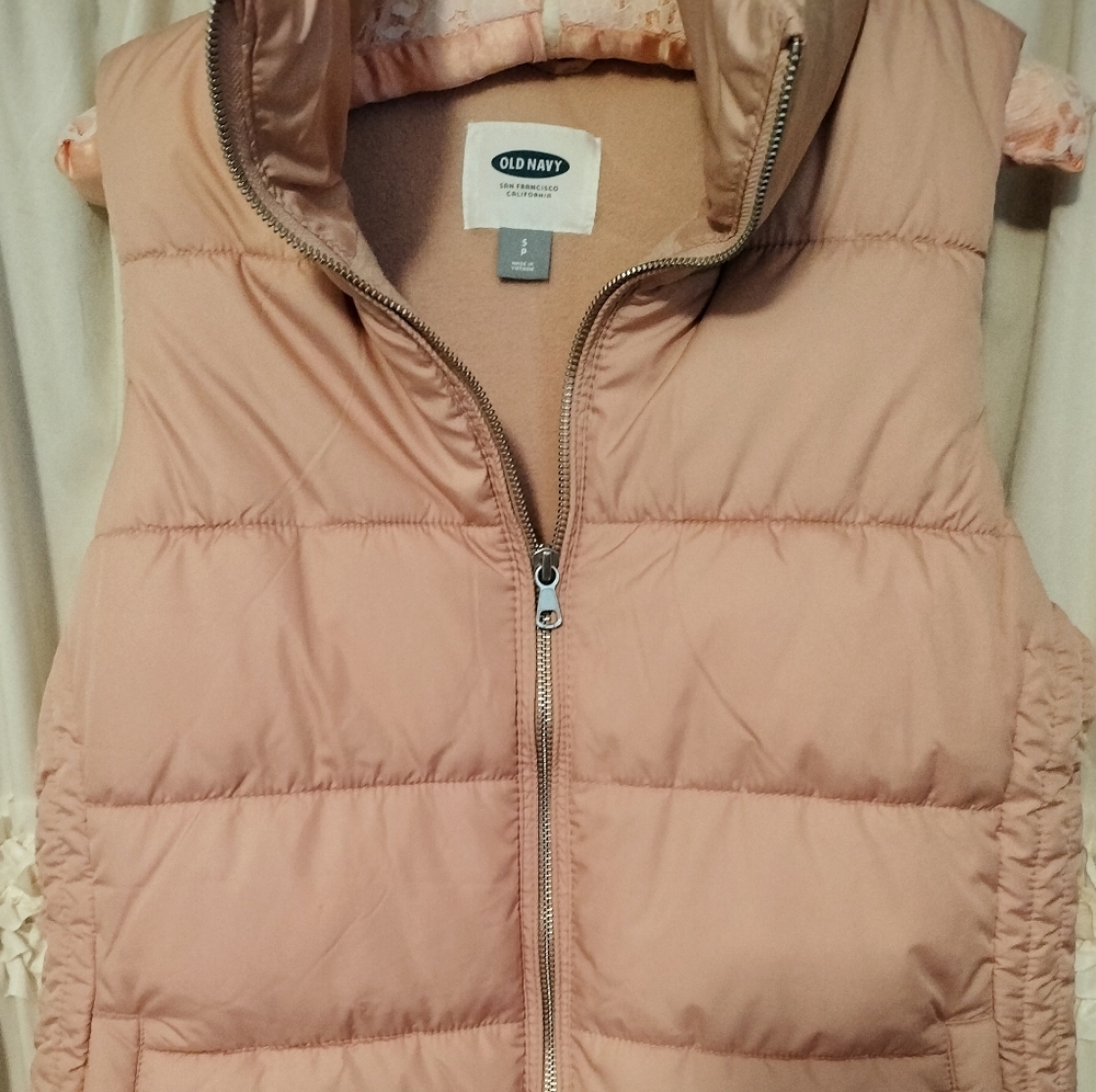 Blush pink puffer vest